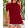 imageBTFBM Women Blouses Dressy Casual 2026 Summer Tops High Neck Lace Trim Short Sleeve Business Work Shirts Spring ClothesRed