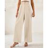imageBTFBM Women Wide Leg Dress Pants 2026 High Waisted Button Pleated Business Casual Trousers Office Work Palazzo PantsBeige