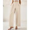 imageBTFBM Women Wide Leg Dress Pants 2026 High Waisted Button Pleated Business Casual Trousers Office Work Palazzo PantsBeige