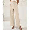 imageBTFBM Women Wide Leg Dress Pants 2026 High Waisted Button Pleated Business Casual Trousers Office Work Palazzo PantsBeige