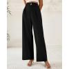 imageBTFBM Women Wide Leg Dress Pants 2026 High Waisted Button Pleated Business Casual Trousers Office Work Palazzo PantsBlack