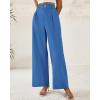 imageBTFBM Women Wide Leg Dress Pants 2026 High Waisted Button Pleated Business Casual Trousers Office Work Palazzo PantsBlue