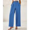 imageBTFBM Women Wide Leg Dress Pants 2026 High Waisted Button Pleated Business Casual Trousers Office Work Palazzo PantsBlue