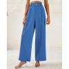 imageBTFBM Women Wide Leg Dress Pants 2026 High Waisted Button Pleated Business Casual Trousers Office Work Palazzo PantsBlue