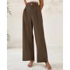 imageBTFBM Women Wide Leg Dress Pants 2026 High Waisted Button Pleated Business Casual Trousers Office Work Palazzo PantsCoffee