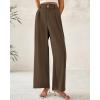 imageBTFBM Women Wide Leg Dress Pants 2026 High Waisted Button Pleated Business Casual Trousers Office Work Palazzo PantsCoffee