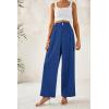 imageBTFBM Women Wide Leg Dress Pants 2026 High Waisted Button Pleated Business Casual Trousers Office Work Palazzo PantsDark Blue