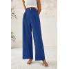 imageBTFBM Women Wide Leg Dress Pants 2026 High Waisted Button Pleated Business Casual Trousers Office Work Palazzo PantsDark Blue