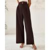 imageBTFBM Women Wide Leg Dress Pants 2026 High Waisted Button Pleated Business Casual Trousers Office Work Palazzo PantsDark Brown