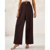 imageBTFBM Women Wide Leg Dress Pants 2026 High Waisted Button Pleated Business Casual Trousers Office Work Palazzo PantsDark Brown