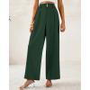 imageBTFBM Women Wide Leg Dress Pants 2026 High Waisted Button Pleated Business Casual Trousers Office Work Palazzo PantsDark Green