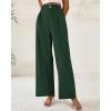 imageBTFBM Women Wide Leg Dress Pants 2026 High Waisted Button Pleated Business Casual Trousers Office Work Palazzo PantsDark Green