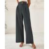 imageBTFBM Women Wide Leg Dress Pants 2026 High Waisted Button Pleated Business Casual Trousers Office Work Palazzo PantsDark Grey
