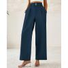 imageBTFBM Women Wide Leg Dress Pants 2026 High Waisted Button Pleated Business Casual Trousers Office Work Palazzo PantsDeep Blue