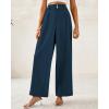 imageBTFBM Women Wide Leg Dress Pants 2026 High Waisted Button Pleated Business Casual Trousers Office Work Palazzo PantsDeep Blue