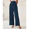 imageBTFBM Women Wide Leg Dress Pants 2026 High Waisted Button Pleated Business Casual Trousers Office Work Palazzo PantsDeep Blue