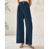 imageBTFBM Women Wide Leg Dress Pants 2026 High Waisted Button Pleated Business Casual Trousers Office Work Palazzo PantsDeep Blue