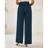 imageBTFBM Women Wide Leg Dress Pants 2026 High Waisted Button Pleated Business Casual Trousers Office Work Palazzo PantsDeep Blue