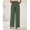 imageBTFBM Women Wide Leg Dress Pants 2026 High Waisted Button Pleated Business Casual Trousers Office Work Palazzo PantsDeep Green