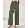imageBTFBM Women Wide Leg Dress Pants 2026 High Waisted Button Pleated Business Casual Trousers Office Work Palazzo PantsDeep Green