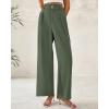 imageBTFBM Women Wide Leg Dress Pants 2026 High Waisted Button Pleated Business Casual Trousers Office Work Palazzo PantsDeep Green