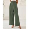 imageBTFBM Women Wide Leg Dress Pants 2026 High Waisted Button Pleated Business Casual Trousers Office Work Palazzo PantsDeep Green