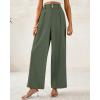 imageBTFBM Women Wide Leg Dress Pants 2026 High Waisted Button Pleated Business Casual Trousers Office Work Palazzo PantsDeep Green