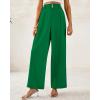 imageBTFBM Women Wide Leg Dress Pants 2026 High Waisted Button Pleated Business Casual Trousers Office Work Palazzo PantsGreen