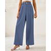 imageBTFBM Women Wide Leg Dress Pants 2026 High Waisted Button Pleated Business Casual Trousers Office Work Palazzo PantsGrey Blue