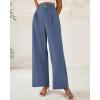 imageBTFBM Women Wide Leg Dress Pants 2026 High Waisted Button Pleated Business Casual Trousers Office Work Palazzo PantsGrey Blue