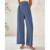 imageBTFBM Women Wide Leg Dress Pants 2026 High Waisted Button Pleated Business Casual Trousers Office Work Palazzo PantsGrey Blue