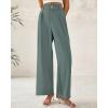 imageBTFBM Women Wide Leg Dress Pants 2026 High Waisted Button Pleated Business Casual Trousers Office Work Palazzo PantsGrey Green