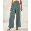 imageBTFBM Women Wide Leg Dress Pants 2026 High Waisted Button Pleated Business Casual Trousers Office Work Palazzo PantsGrey Green