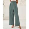 imageBTFBM Women Wide Leg Dress Pants 2026 High Waisted Button Pleated Business Casual Trousers Office Work Palazzo PantsGrey Green