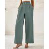 imageBTFBM Women Wide Leg Dress Pants 2026 High Waisted Button Pleated Business Casual Trousers Office Work Palazzo PantsGrey Green