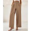 imageBTFBM Women Wide Leg Dress Pants 2026 High Waisted Button Pleated Business Casual Trousers Office Work Palazzo PantsKhaki