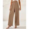 imageBTFBM Women Wide Leg Dress Pants 2026 High Waisted Button Pleated Business Casual Trousers Office Work Palazzo PantsKhaki