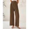 imageBTFBM Women Wide Leg Dress Pants 2026 High Waisted Button Pleated Business Casual Trousers Office Work Palazzo PantsLight Brown