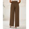 imageBTFBM Women Wide Leg Dress Pants 2026 High Waisted Button Pleated Business Casual Trousers Office Work Palazzo PantsLight Brown
