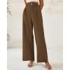 imageBTFBM Women Wide Leg Dress Pants 2026 High Waisted Button Pleated Business Casual Trousers Office Work Palazzo PantsLight Brown