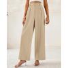 imageBTFBM Women Wide Leg Dress Pants 2026 High Waisted Button Pleated Business Casual Trousers Office Work Palazzo PantsLight Khaki