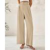 imageBTFBM Women Wide Leg Dress Pants 2026 High Waisted Button Pleated Business Casual Trousers Office Work Palazzo PantsLight Khaki