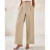 imageBTFBM Women Wide Leg Dress Pants 2026 High Waisted Button Pleated Business Casual Trousers Office Work Palazzo PantsLight Khaki