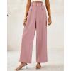 imageBTFBM Women Wide Leg Dress Pants 2026 High Waisted Button Pleated Business Casual Trousers Office Work Palazzo PantsPink