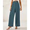 imageBTFBM Women Wide Leg Dress Pants 2026 High Waisted Button Pleated Business Casual Trousers Office Work Palazzo PantsTeal