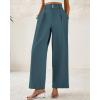 imageBTFBM Women Wide Leg Dress Pants 2026 High Waisted Button Pleated Business Casual Trousers Office Work Palazzo PantsTeal