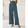 imageBTFBM Women Wide Leg Dress Pants 2026 High Waisted Button Pleated Business Casual Trousers Office Work Palazzo PantsTeal