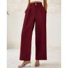 imageBTFBM Women Wide Leg Dress Pants 2026 High Waisted Button Pleated Business Casual Trousers Office Work Palazzo PantsWine Red