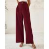 imageBTFBM Women Wide Leg Dress Pants 2026 High Waisted Button Pleated Business Casual Trousers Office Work Palazzo PantsWine Red