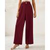 imageBTFBM Women Wide Leg Dress Pants 2026 High Waisted Button Pleated Business Casual Trousers Office Work Palazzo PantsWine Red